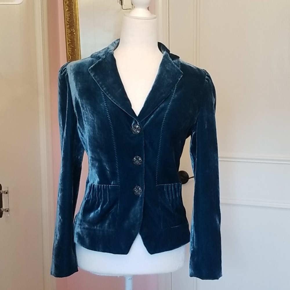 Tahari Blue Velvet Blazer